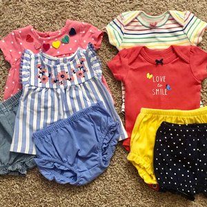 Carter’s Baby Girls’ Bodysuit Tee & Short Set, 6-pc + Extra Bloomer Shorts, 2-pk
